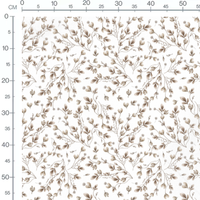 Tissu - Feuilles brunes sur fond blanc