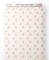 Tissu - Petites fleurs bleues crème