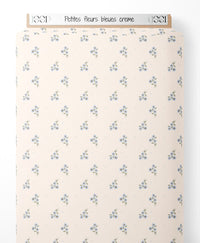 Tissu - Petites fleurs bleues crème