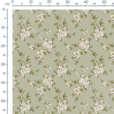 Tissu - Fleurs blanches et branches marron