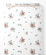 Tissu - Fleurs roses sur fond blanc 6