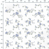 Tissu - Roses bleues et feuilles vertes