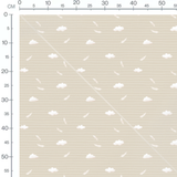 Tissu - Nuages et plumes sur beige