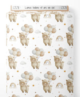 Tissu - Lamas ballons et arc-en-ciel