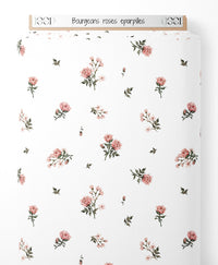 Tissu - Bourgeons roses éparpillés