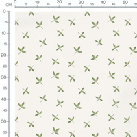 Tissu - Feuilles vertes sur beige