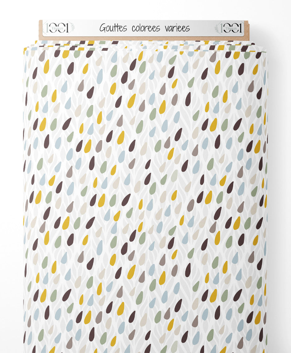 Tissu - Gouttes colorées variées