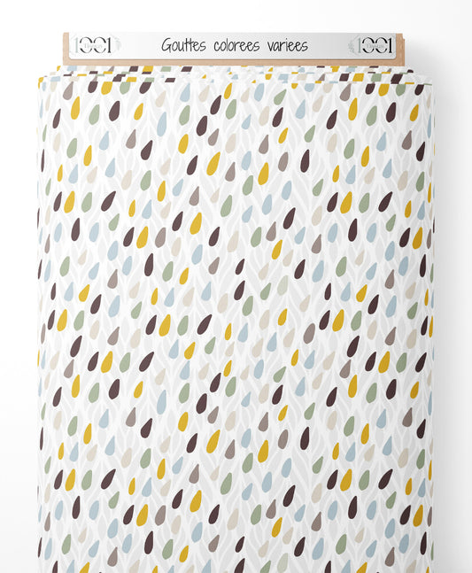 Tissu - Gouttes colorées variées