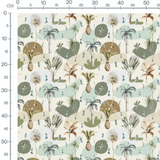 Tissu - Palmiers et feuilles tropicales