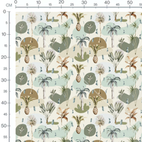 Tissu - Palmiers et feuilles tropicales