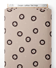 Tissu - Casques spatiaux sur fond beige