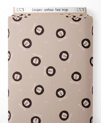 Tissu - Casques spatiaux sur fond beige