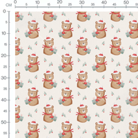 Tissu - Ours festif sur fond beige