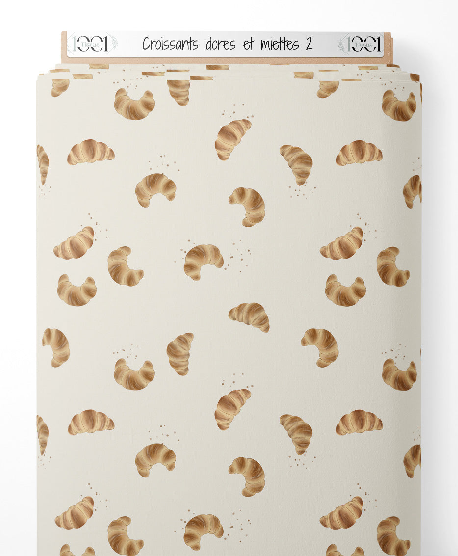 Tissu - Croissants dorés et miettes 2