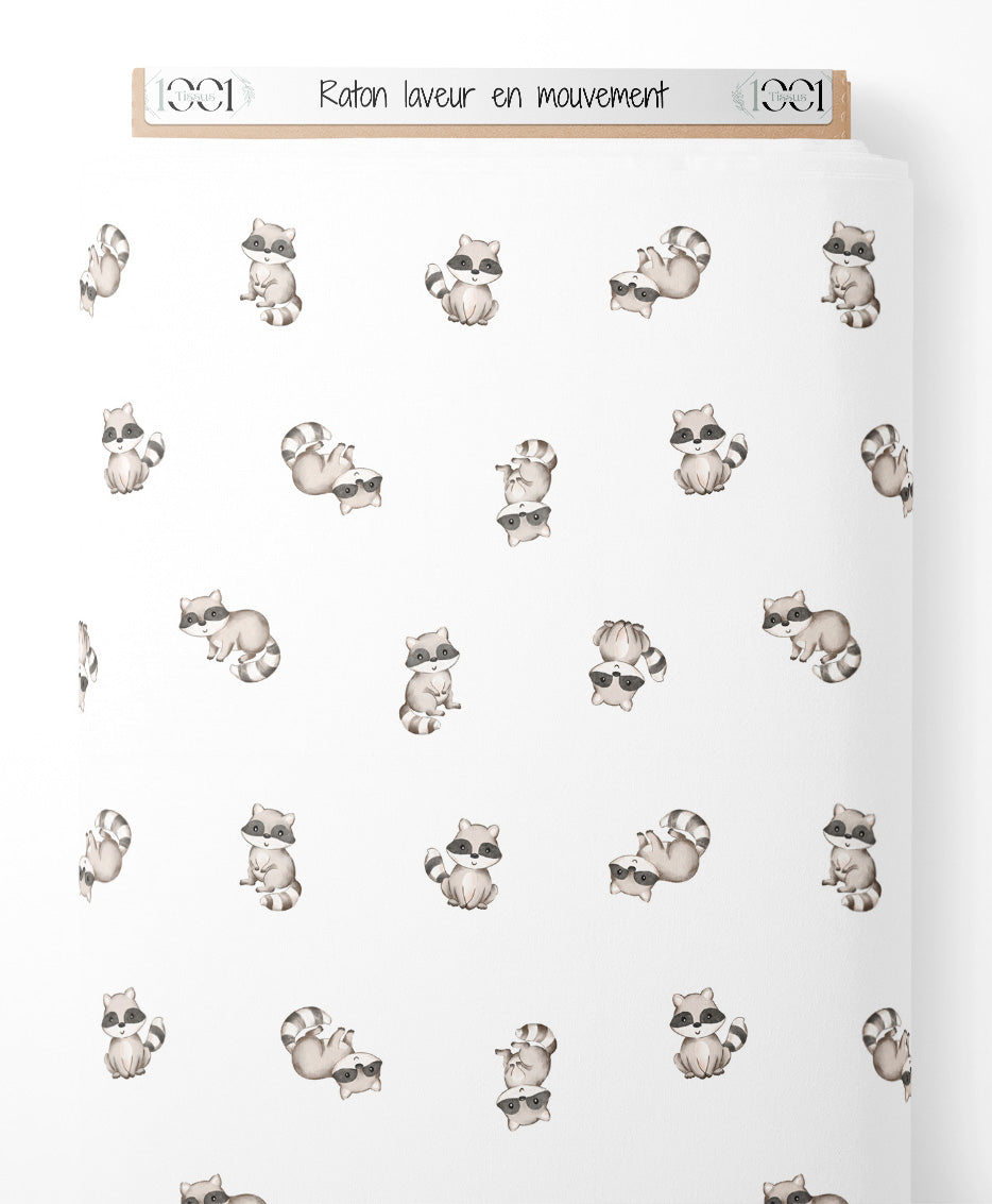Tissu - Raton laveur en mouvement