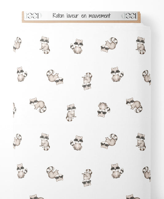 Tissu - Raton laveur en mouvement