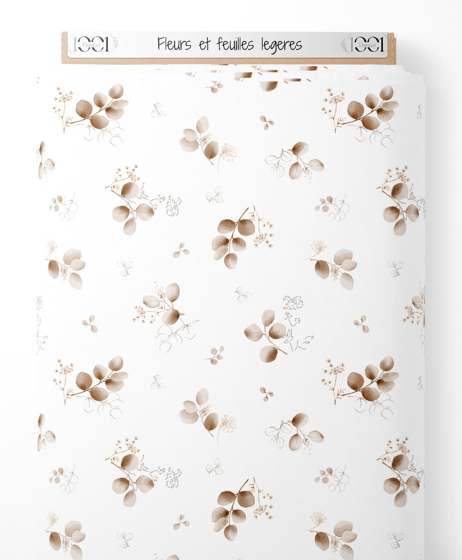 Tissu - Fleurs et feuilles légères