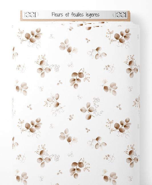 Tissu - Fleurs et feuilles légères