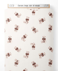 Tissu - Oursons beige clair et nœuds