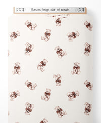 Tissu - Oursons beige clair et nœuds