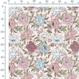 Tissu - Fleurs roses et bleues variées 3