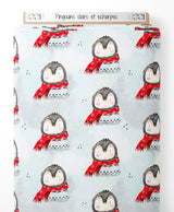 Tissu - Pingouins clairs et écharpes