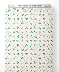 Tissu - Petites feuilles sur blanc cassé
