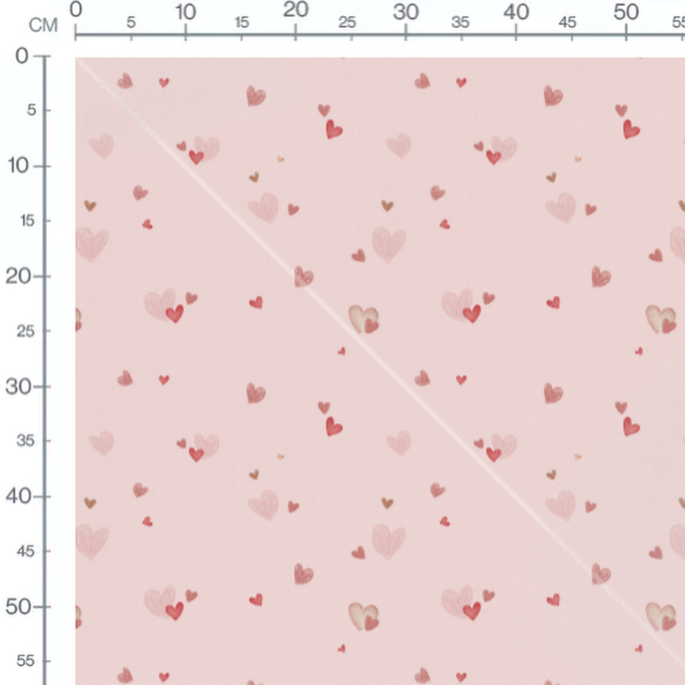 Tissu - Cœurs rouges et roses