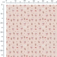 Tissu - Lapins et oursons sur beige