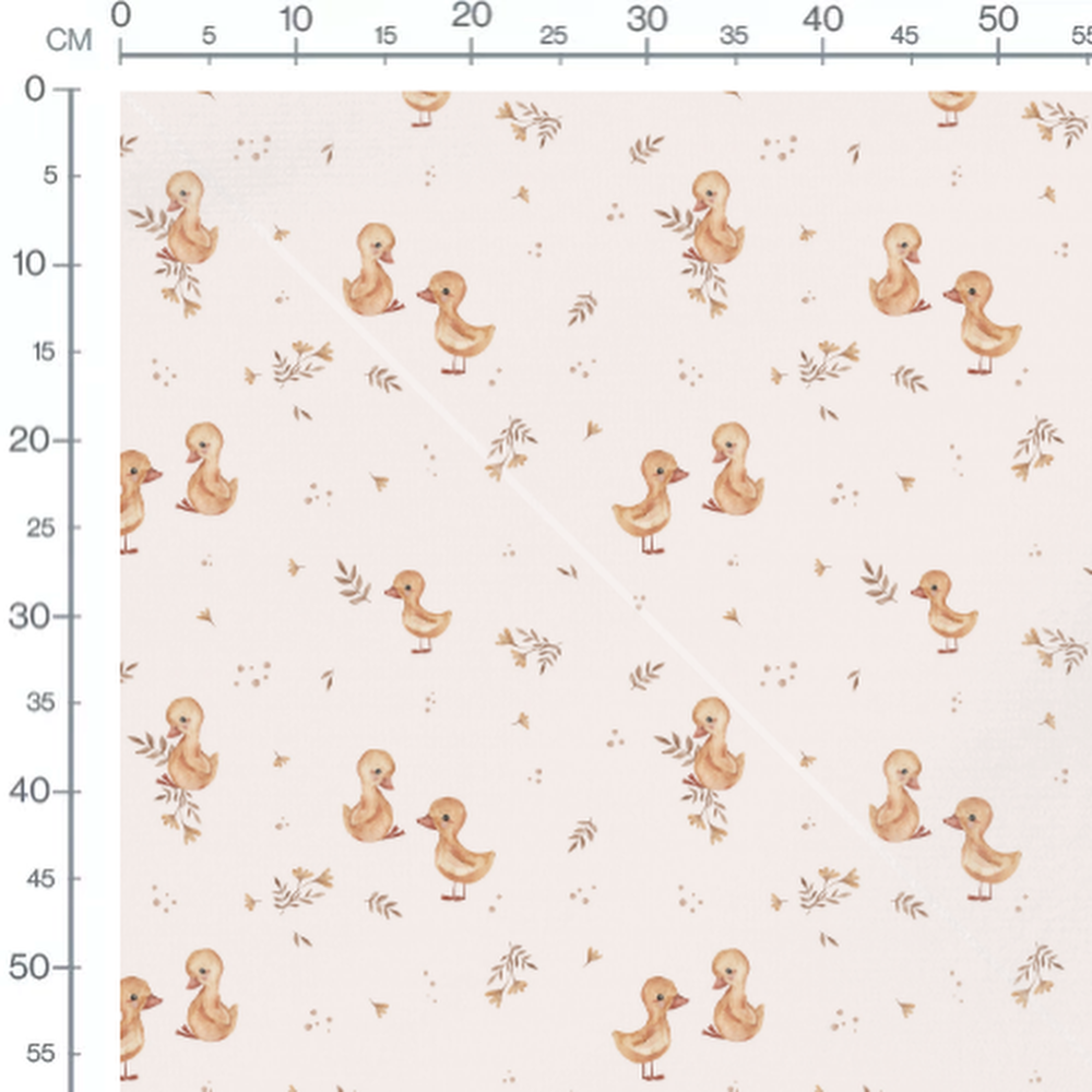 Tissu - Canetons et feuillages bruns