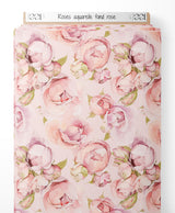 Tissu - Roses aquarelle fond rose