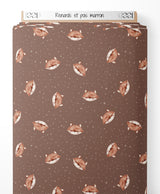 Tissu - Renards et pois marron