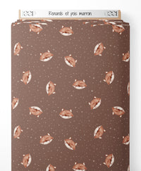 Tissu - Renards et pois marron