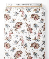 Tissu - Câlins d'animaux en rose