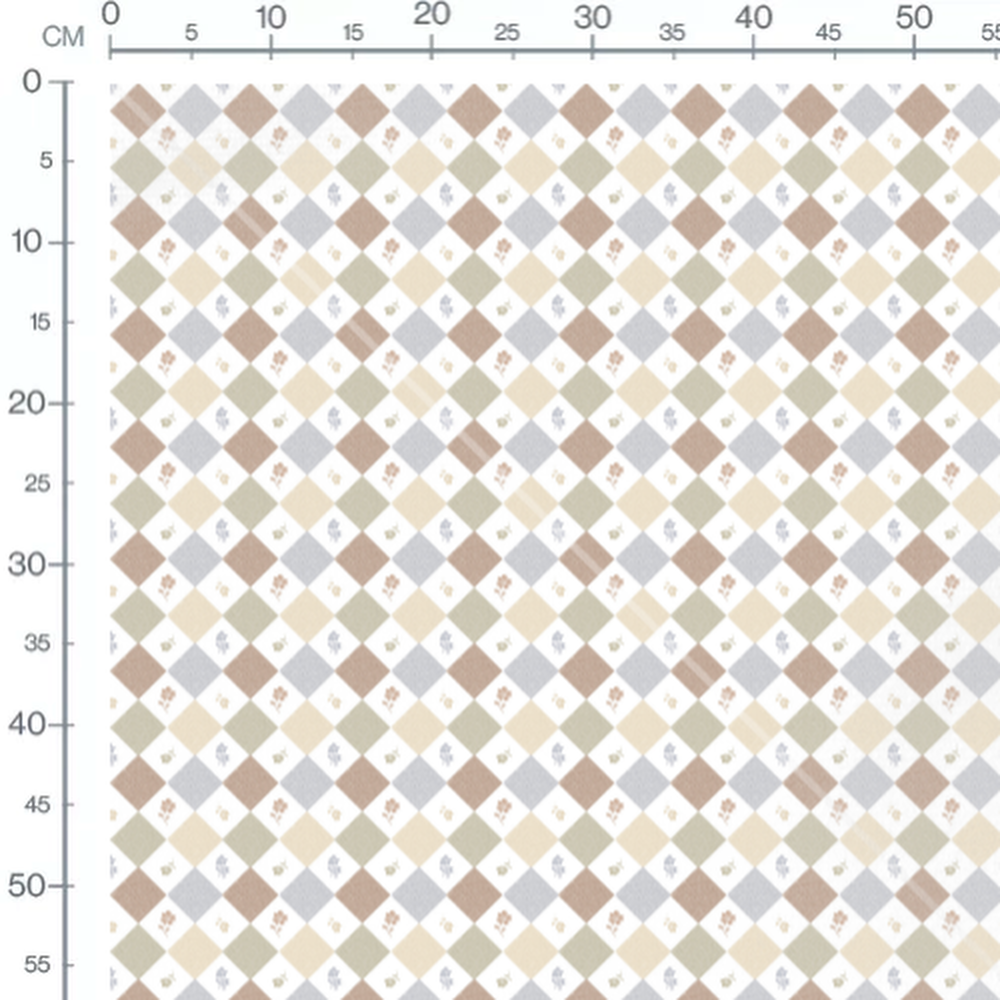 Tissu - Losanges et fleurs pastel