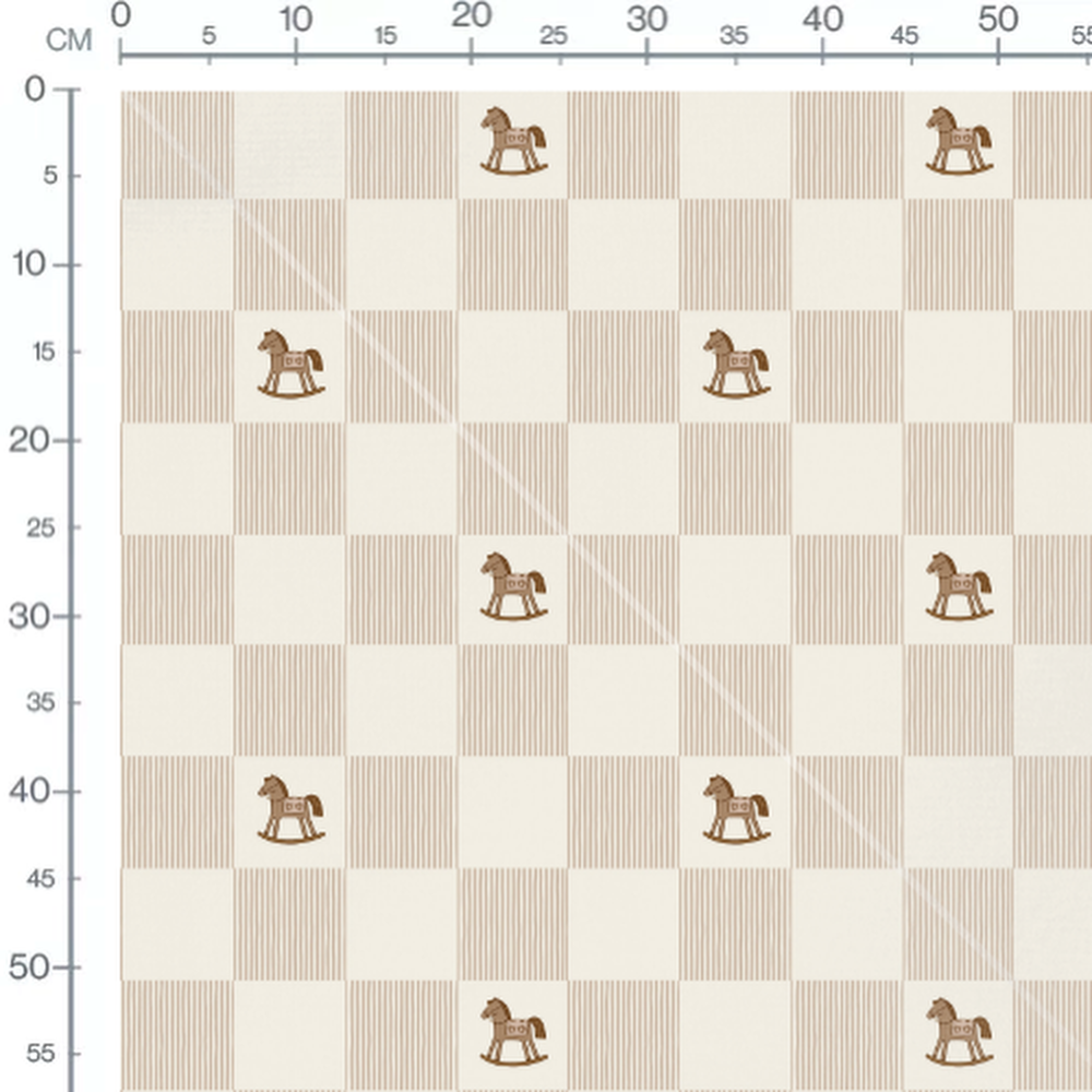 Tissu - Chevaux à bascule beige