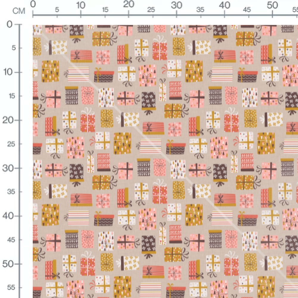 Tissu - Cadeaux multicolores sur fond beige