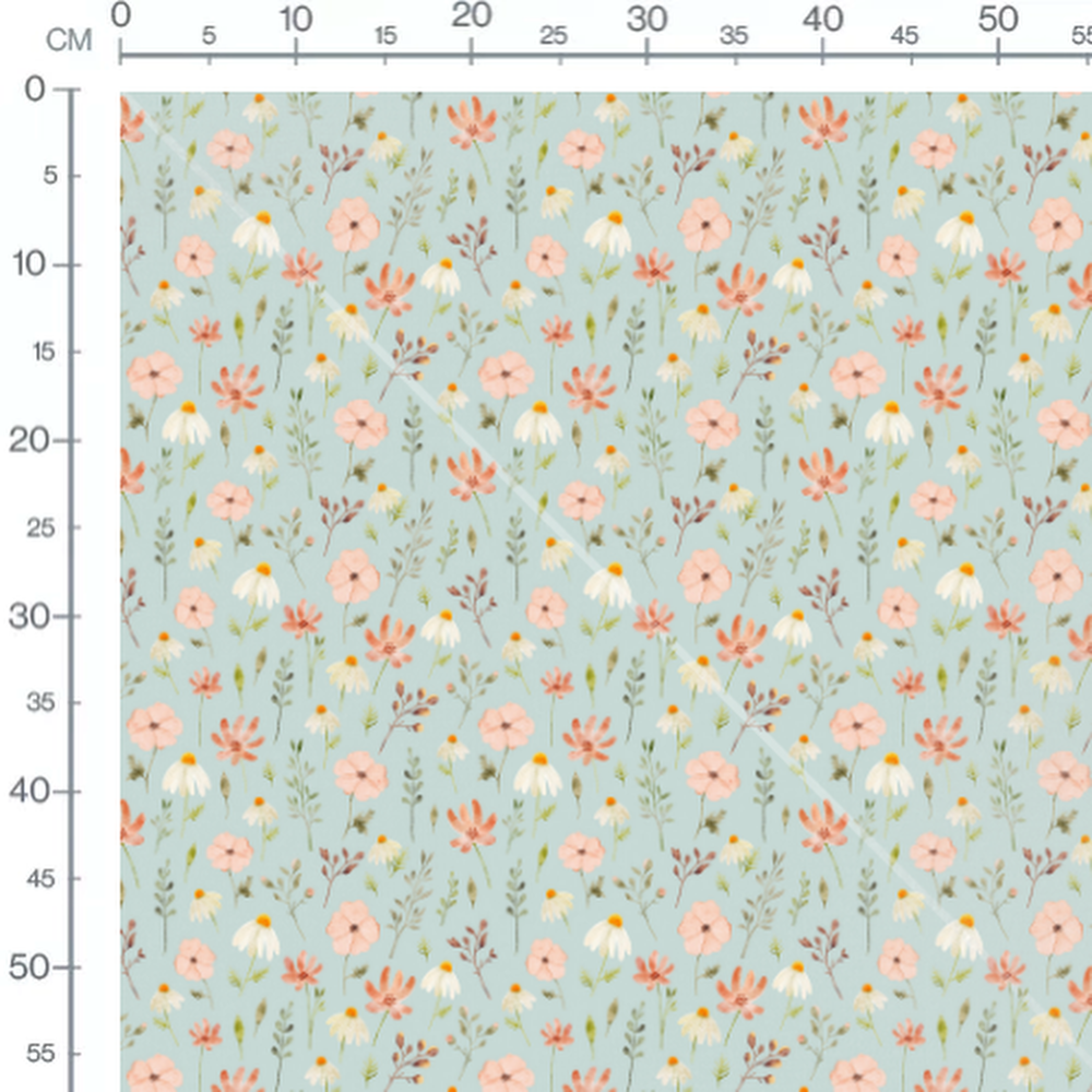 Tissu - Fleurs roses et blanches 2