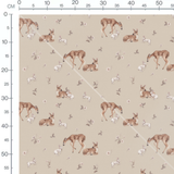Tissu - Faons et lapins en nature