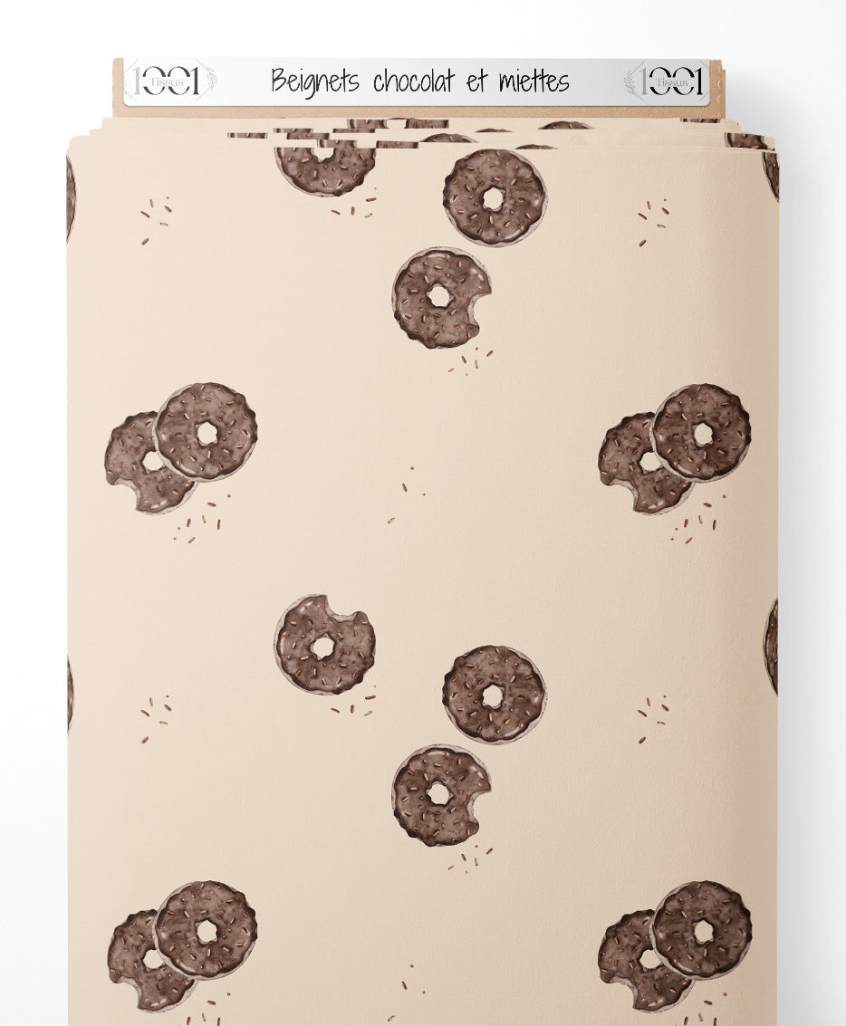 Tissu - Beignets chocolat et miettes