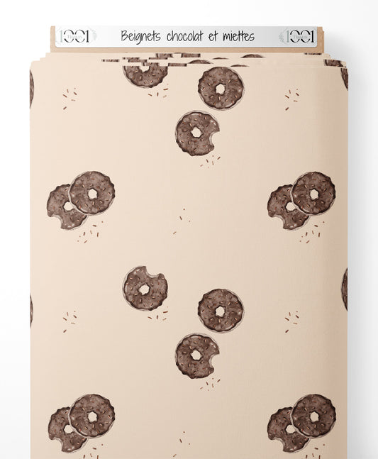 Tissu - Beignets chocolat et miettes