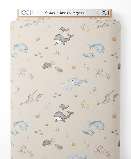 Tissu - Animaux marins mignons