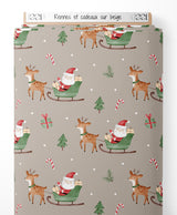 Tissu - Rennes et cadeaux sur beige