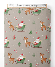 Tissu - Rennes et cadeaux sur beige