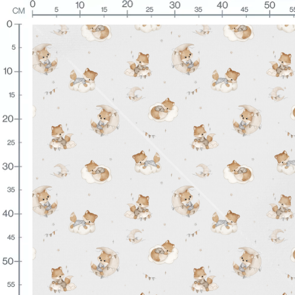 Tissu - Ours marron clair sur blanc