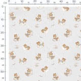 Tissu - Ours marron clair sur blanc
