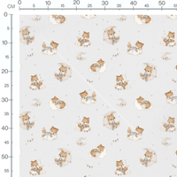 Tissu - Ours marron clair sur blanc