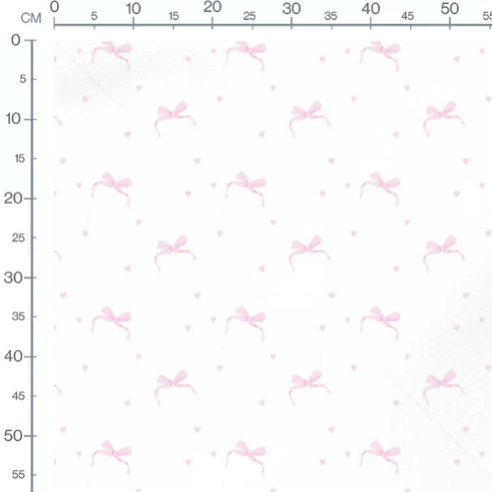 Tissu - Nœuds roses et cœurs blancs