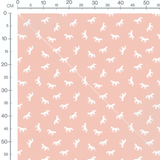 Tissu - Licornes blanches sur fond rose 2
