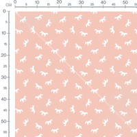 Tissu - Licornes blanches sur fond rose 2